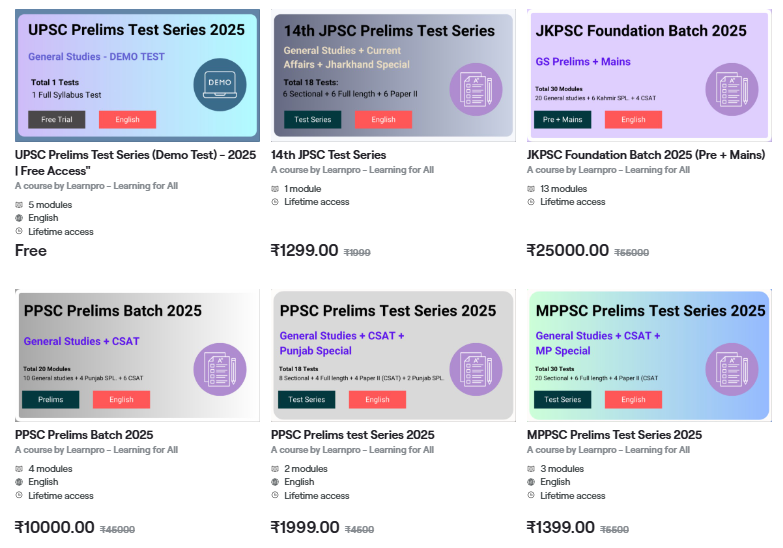 Courses For UPSC and Other state PCS Exams
